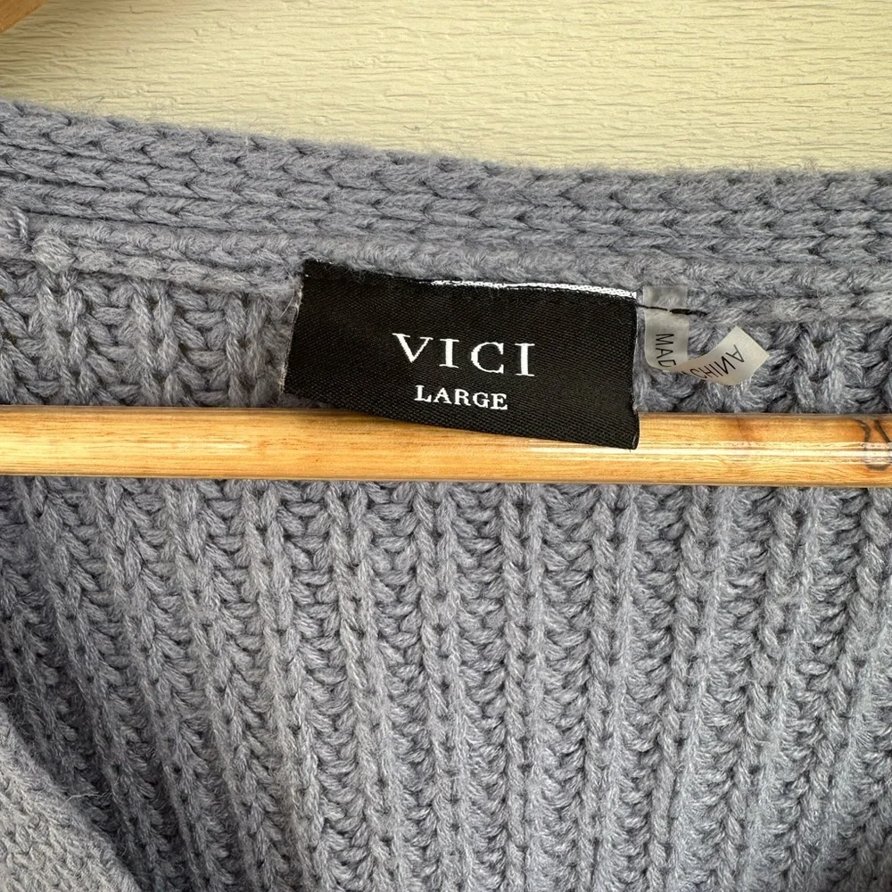Vici Slate Blue Button-Up Cardigan - Picture 2 of 5